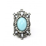 Crystal & Turquoise Cabochon Boho Knuckle Ring